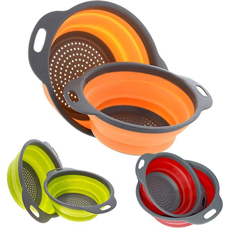 Bộ 2 Rổ Đựng Rau Củ Quả Gấp Gọn Thông Minh Chất Liệu Silicon (Màu Ngẫu Nhiên)