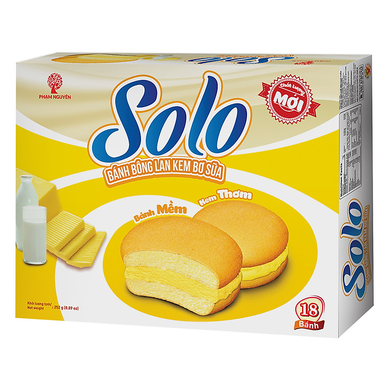 Bánh Solo Bông Lan Kem Bơ Sữa Hộp 252g
