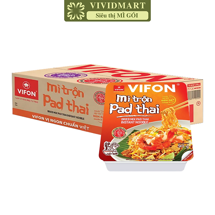 VIFON - Mì khay trộn Vifon hương vị Pad Thái, Vifon Mì trộn Pad Thái Vifon, Mì khay Vifon ăn liền (90g/khay)