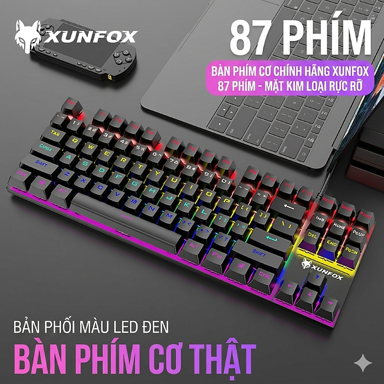 Bàn Phím Cơ Gaming K80 LED Mix Color Kết Nối USB Có Dây cho máy tính laptop - hàng nhập khẩu