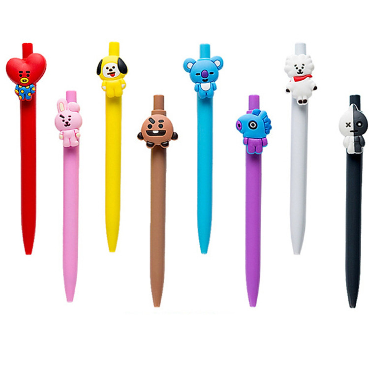 Bộ 8 Bút Bi Hình Nhân Vật BT21 (Mực Đen)