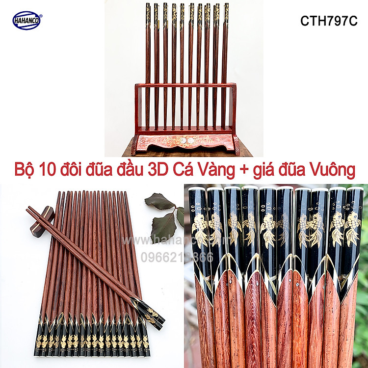 Bộ đũa thờ 10 đôi đũa Cẩm đầu 3D PHONG THỦY - Giá trị Tâm linh - truyền thống văn hóa Việt