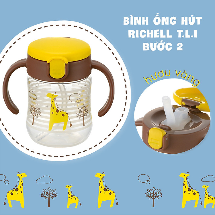 Bình ống hút T.L.I Richell 200ml - Vàng Uy tín Ưu đãi - Hình ảnh 5