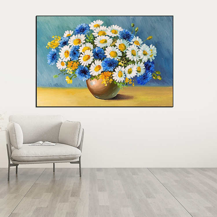 Tranh Canvas Cúc Họa Mi Trang Trí Treo Tường