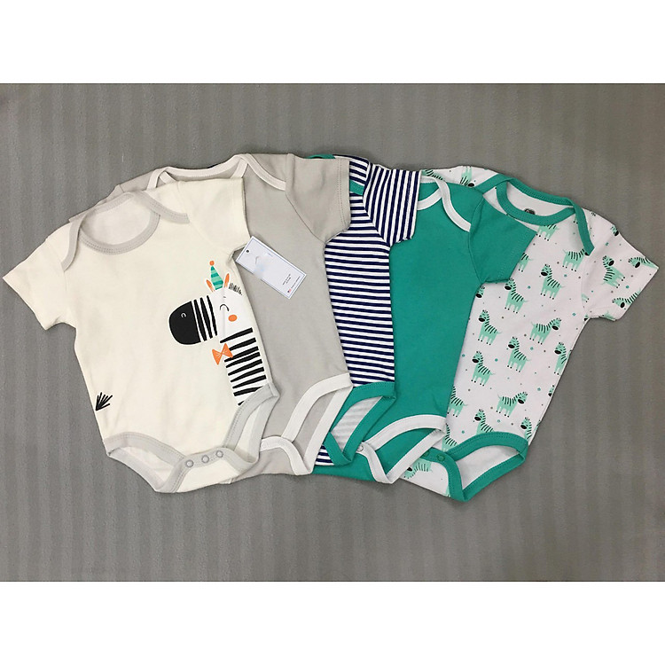 Quần áo mùa hè cho bé sơ sinh, set 5 body cộc cho bé