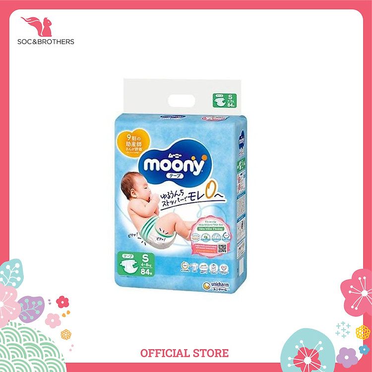Bỉm dán Moony xanh tiêu chuẩn size S84 - 1912