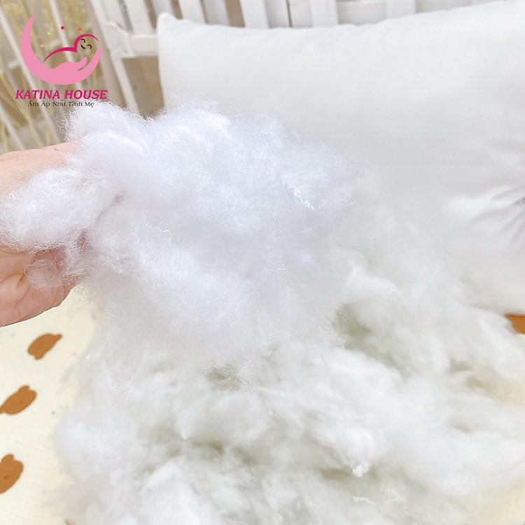 Bông gòn lông vũ nhân tạo cao cấp mềm mịn, tơi phồng dùng làm gối cực êm