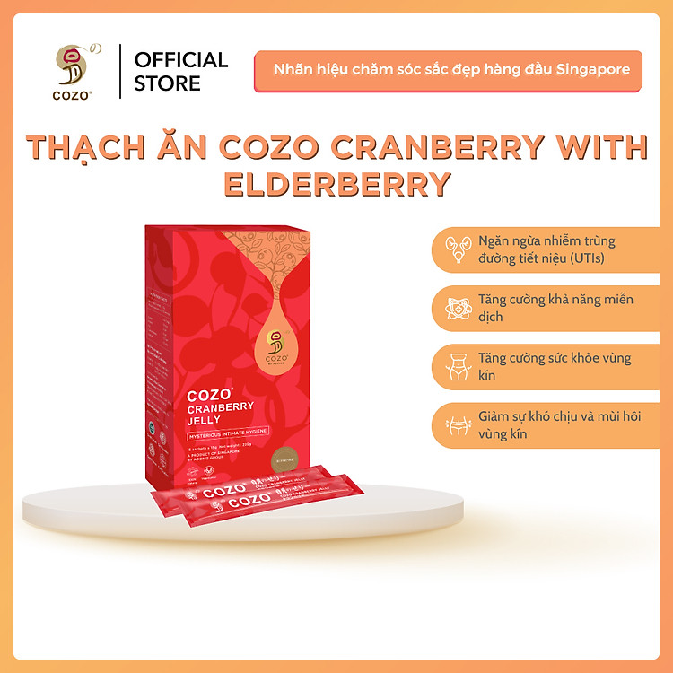 Thạch Giúp Cân Bằng Và Ngăn Nhiễm Trùng Đường Tiết Niệu COZO Cranberry Jelly Chiết Xuất Nam Việt Quất Và Elderberry, Tăng Khả Năng Miễn Dịch