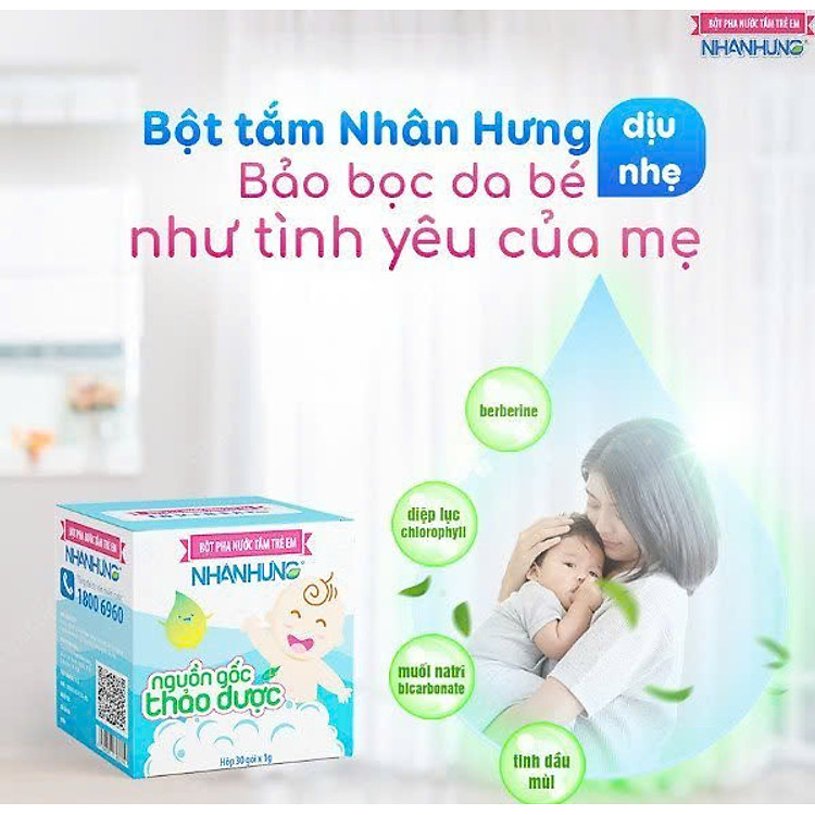 Bột tắm trẻ em Nhân Hưng 30 gói Chính hãng Ưu đãi - Hình ảnh 3