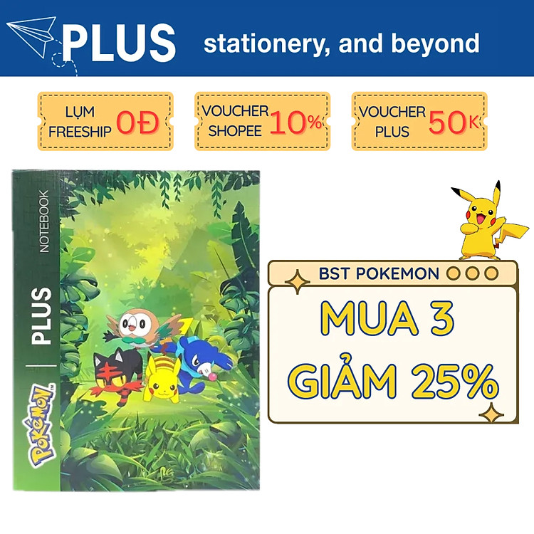 Tập Học Sinh Pokemon PLUS (96 trang, 10 cuốn)