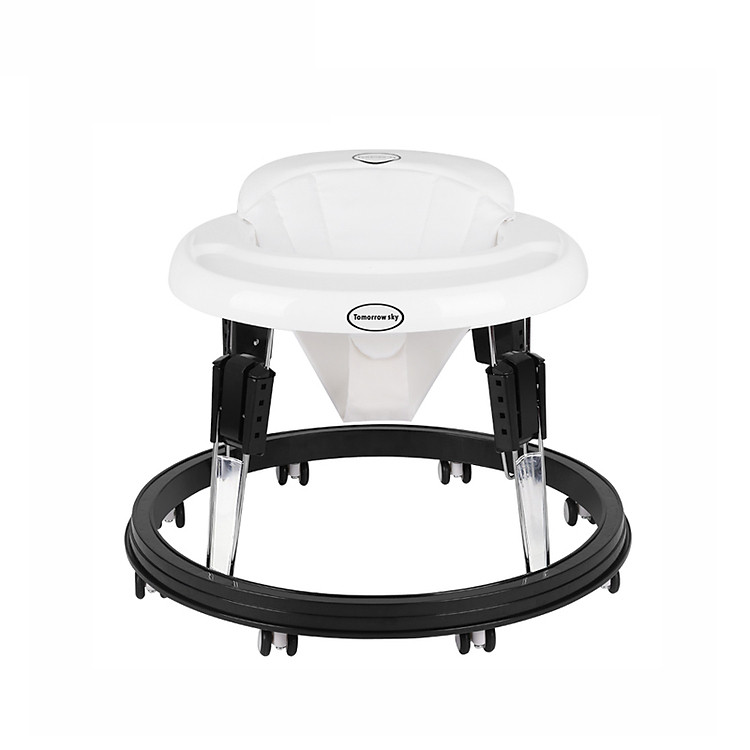 Xe tập đi TomorowX6, thiết kế gấp gọn tiện lợi độ dày chỉ 10cm. 3 nấc điều chỉnh độ cao và đệm ngồi, chịu lực 30kg, nhựa PU an toàn cho bé