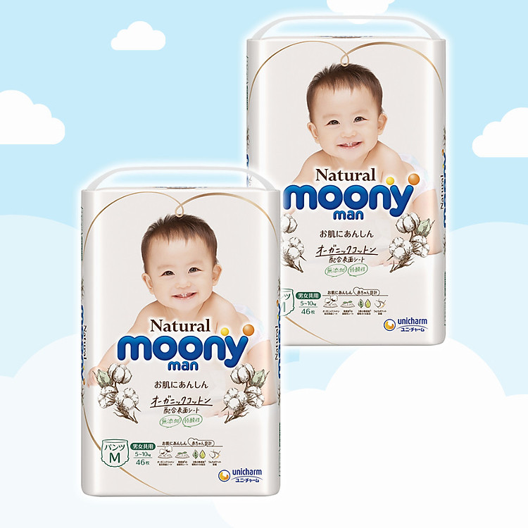 COMBO 2 Bỉm Moony Natural Size M Chính hãng Giá rẻ - Hình ảnh 2
