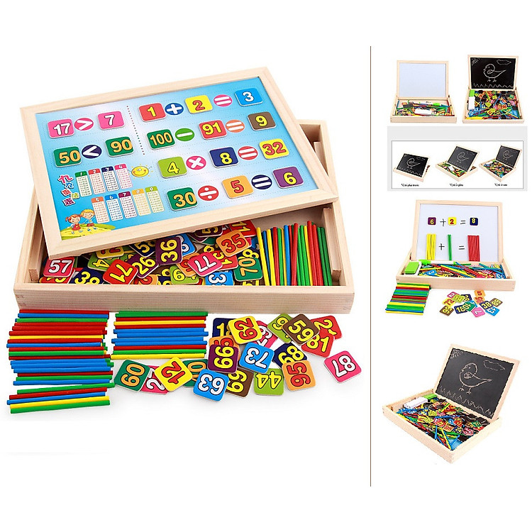 Hộp que tính và số hỗ trợ học toán kèm bảng vẽ đa chức năng