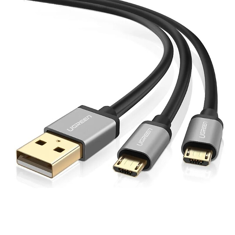 Cáp USB-A sang 2 đầu TypeC cao cấp 1M màu Đen Ugreen UC40351US196 Hàng chính hãng
