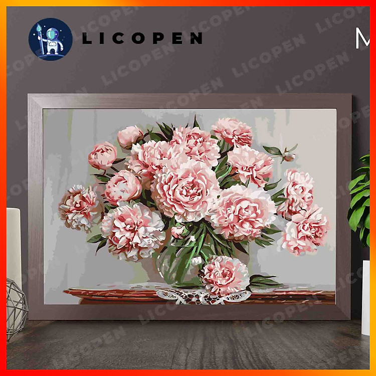 Tranh Tô Màu Theo Số - Tranh Tĩnh Vật Lọ Hoa Hồng - MS455