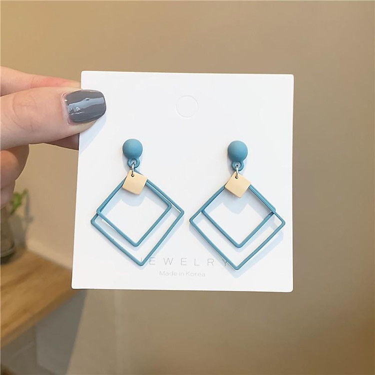 Bông tai hình thoi màu xanh da trời