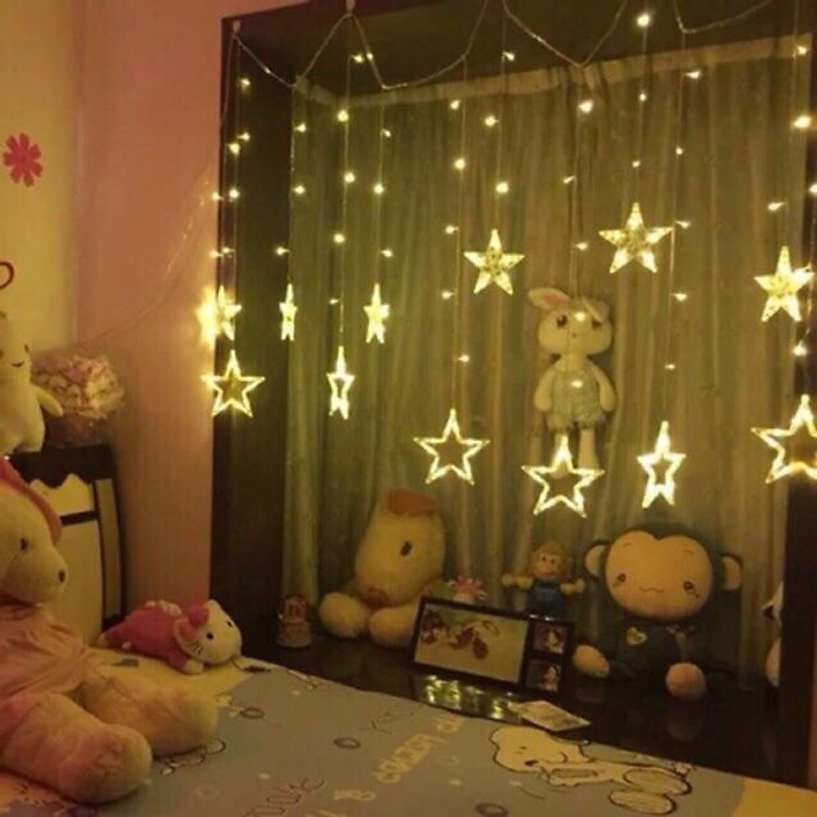 Đèn rèm, đèn mành nháy hình ngôi sao trang trí phòng, trang trí quán cafe