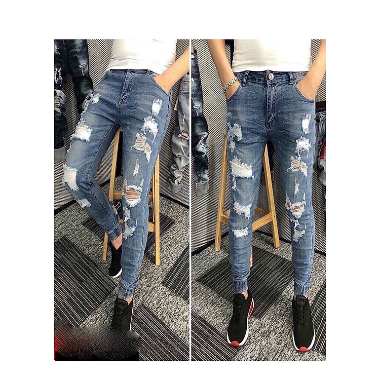 Quần Jean Nam Cạp Rách Sang Túm Gấu Tt325