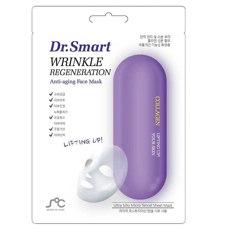 Combo 10 miếng mặt nạ Hàn Quốc chống nhăn, trẻ hóa ha chiết xuất từ thành phần tự nhiên không kích ứng Dr.Smart Wrinkle Regeneration