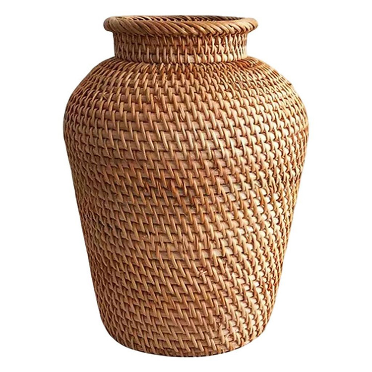 Rattan Vase Handmade Woven Decorative Wicker Vase Basket Flower Pot Holder
