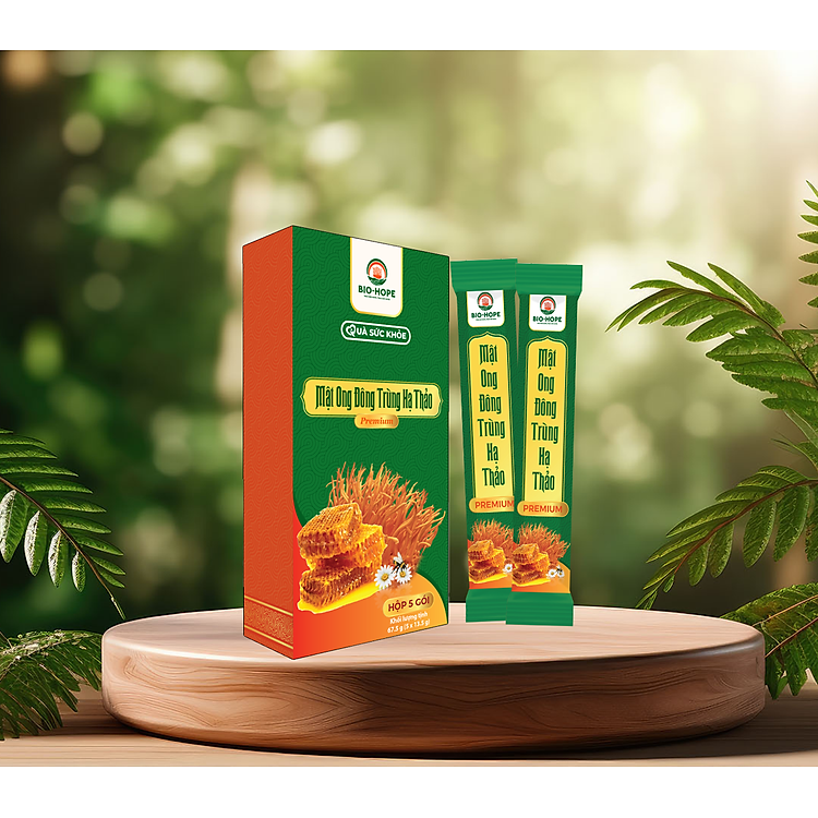 Mật Ong Đông Trùng Hạ Thảo BIO HOPE, Hỗ Trợ Sức Khỏe, Chống Lão Hóa, Ngăn Ngừa Ung Thư, Giảm Stress, Giúp Ngủ Ngon Sâu Giấc - Hộp 5 Gói