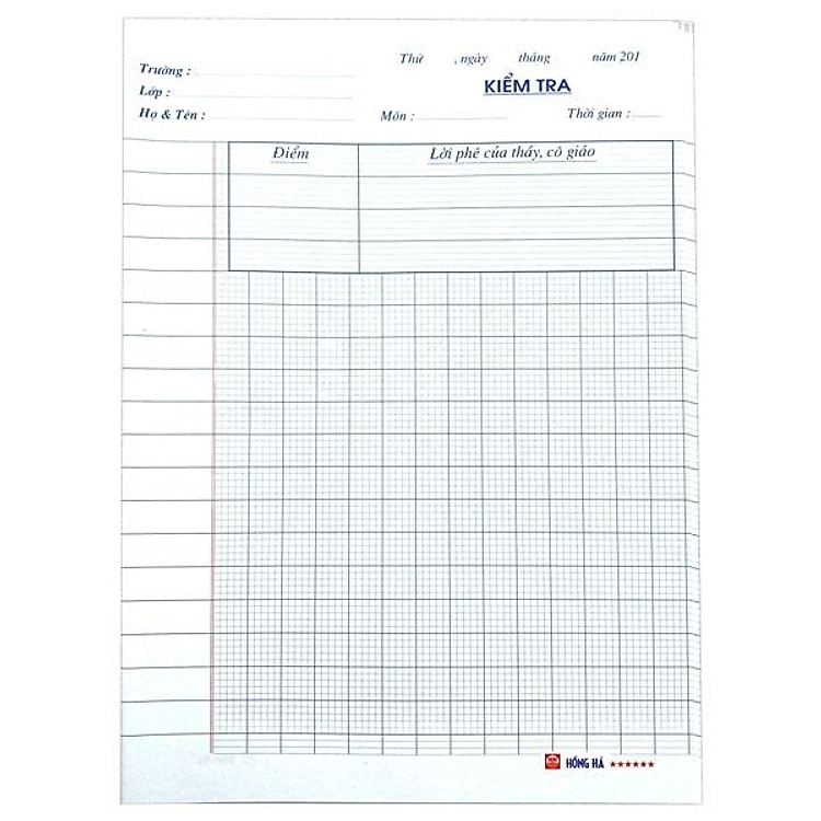 Giấy Kiểm Tra Cấp 1 – 5 Ô Ly Hồng Hà 4876