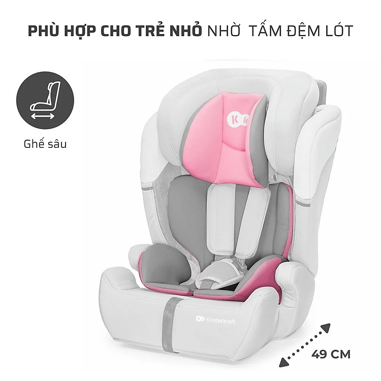 Ghế ô tô Kinderkraft Comfort up - Hồng Chính hãng Ưu đãi - Hình ảnh 3