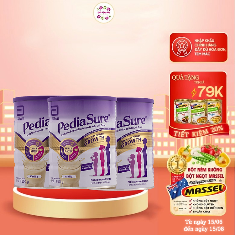 Sữa tăng chiều cao cho trẻ biếng ăn từ 1-10 tuổi Úc Pediasure Vanilla giúp phát triển cân đối chiều cao, cân nặng, trí não - QuaTangMe Extaste