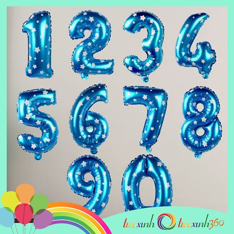 Bong Bóng Số 0-9 Màu Xanh Hồng Trang Trí Tiệc (4 chiếc) - Ảnh 3