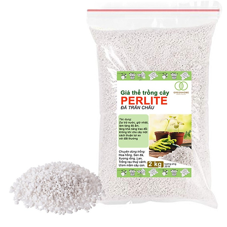 Đá Perlite (đá trân châu)-thích hợp để trồng hoa, trồng lan,hoa sen đá-bổ sung chất dinh dưỡng, điều hòa nhiệt độ -2kg