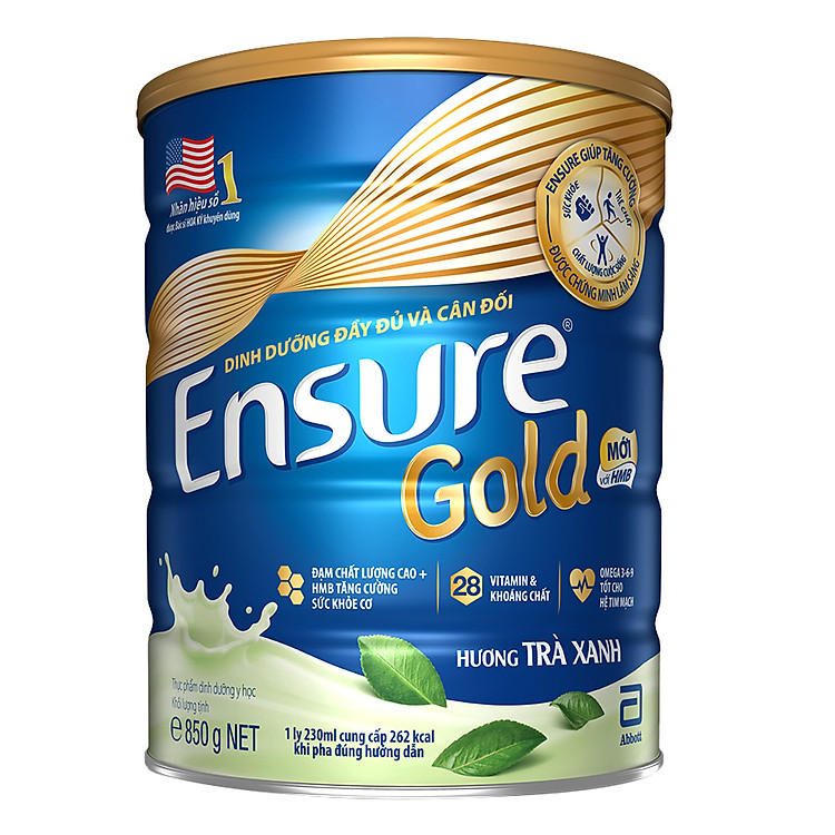 Sữa Bột Ensure Gold HMB Trà Xanh 850g