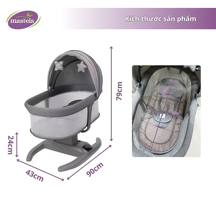 Nôi ru ngủ Đung Đưa Mastela H thông minh Chính hãng Giá rẻ - Hình ảnh 3