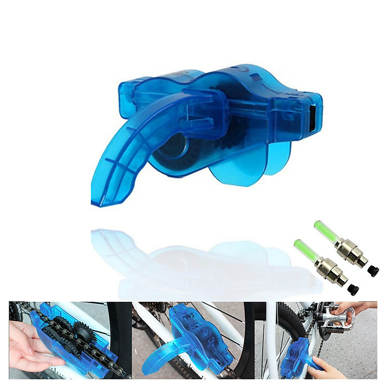 Bộ Dụng Cụ Chùi Chải Vệ Sinh Sên Xích, Xích Líp, Nhông Đĩa Cho Xe Đạp Thể Thao, Địa Hình Nhanh Gọn - Tặng Đèn Van Xe Đạp