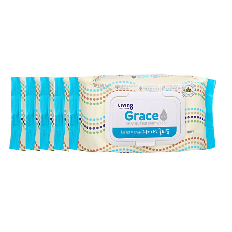 Bộ 5 gói Khăn giấy ướt GRACE - loại 100 tờ/gói