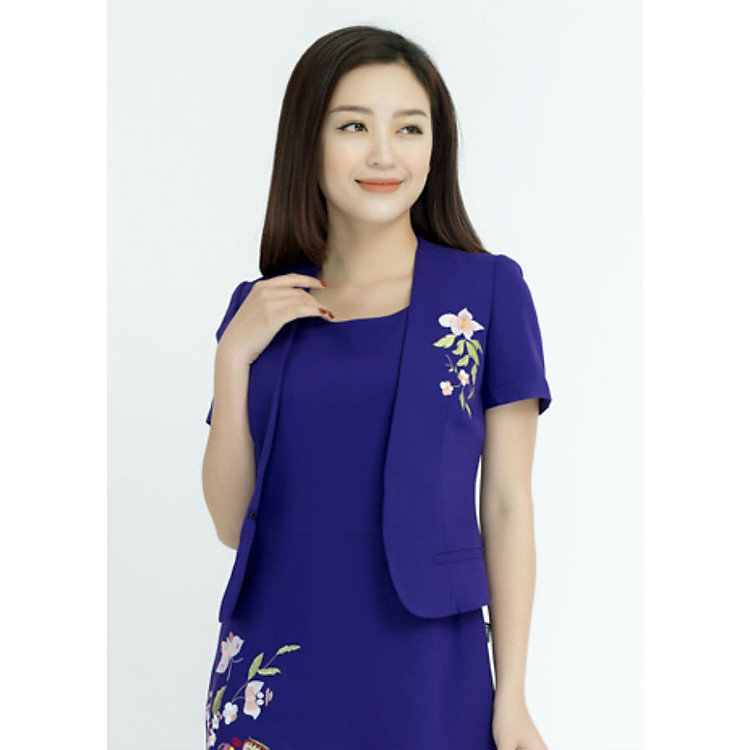 Áo Vest công sở Nữ Tay Ngắn Thêu Hoa Lamer L65B17T047-S3100