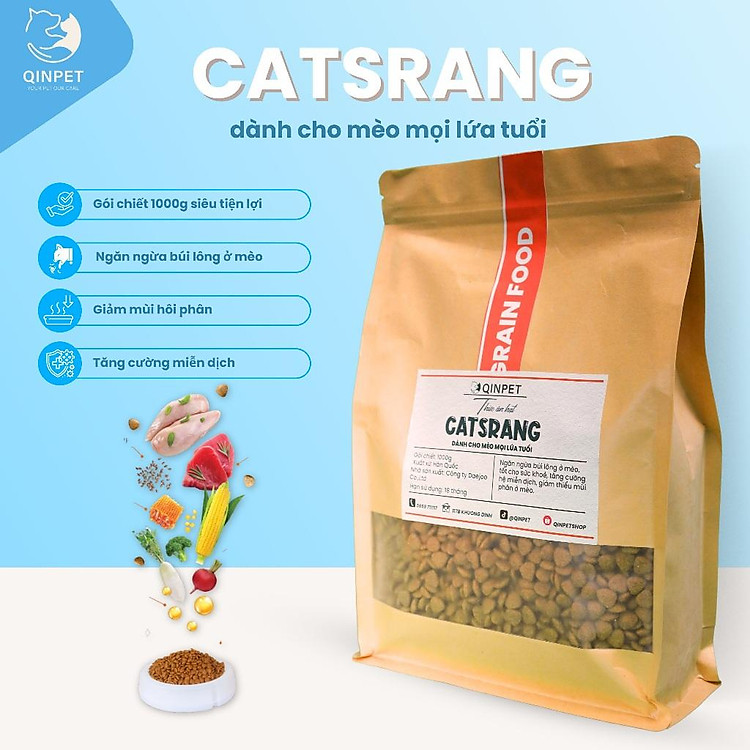 Catsrang All Stages - Thức Ăn Hạt Cho Mèo Mọi Lứa Tuổi, Gói 1KG Chiết Lẻ | Xuất Xứ Hàn Quốc