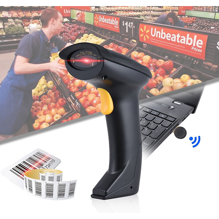 Máy Scan Quét Mã Vạch Không Dây Cao Cấp 2.4G Tốc Độ Quét Siêu Nhanh LM-800 Cao Cấp AZONE