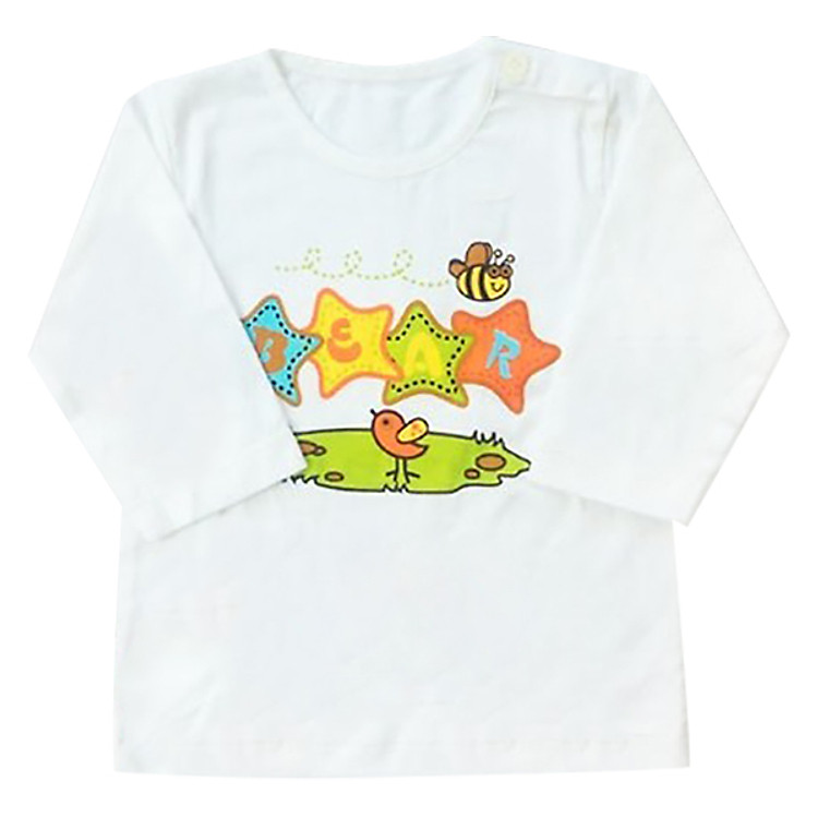 Áo Nút Vai Tay Dài HELLO B&B - Trắng