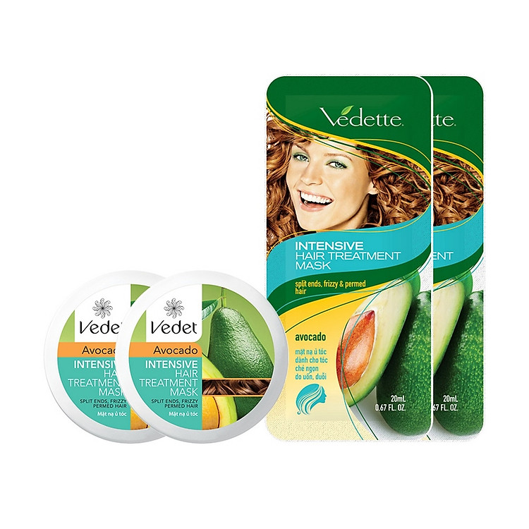 Bộ 2 Hũ Ủ Tóc Bơ Vedette Suôn Mượt - Tặng 2 Mặt Nạ Tóc Tiện Lợi Vedette