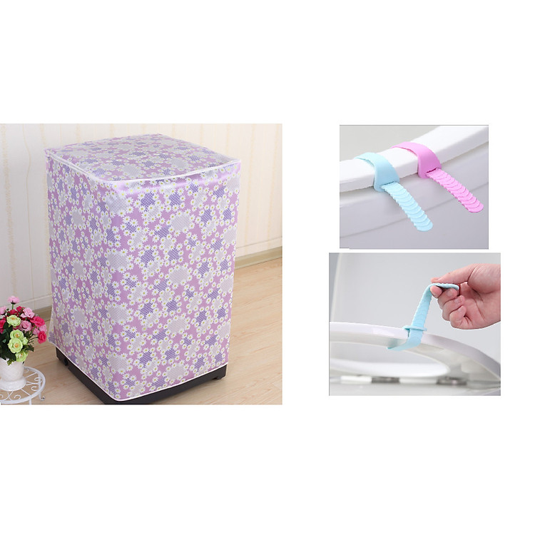 Vỏ bọc bảo vệ máy giặt loại dày ( giao màu ngẫu nhiên) tặng kèm dụng cụ nâng nắp bồn cầu silicon