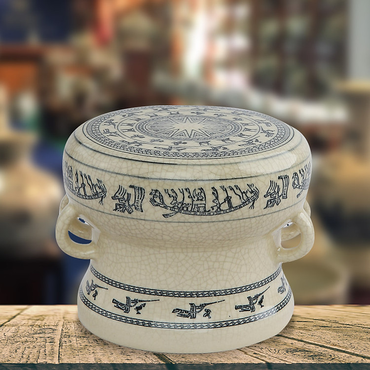 Trống Đồng Gốm Chu Đậu (S2) F14 x H11