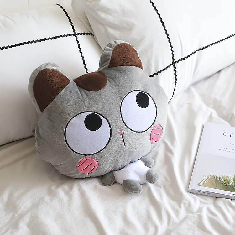 chăn gối văn phòng-mèo đầu to