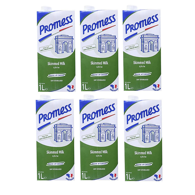 Thùng 6 Hộp Sữa Tươi Không Béo Promess (1L /Hộp)