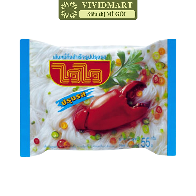 WAI WAI - Bún gạo Wai Wai hương vị Cua, WaiWai Bún gạo cua WaiWai, Bún gạo ăn liền Thái Lan, Bún ăn liền Thailand (55g/gói)