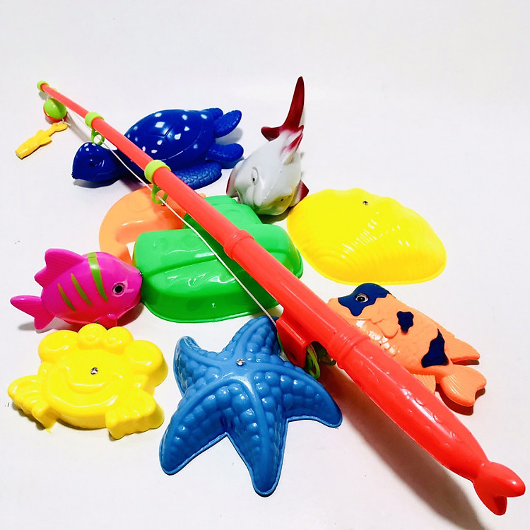 Đồ Chơi Câu Cá Nước Nhựa Việt Nam 1 Cần Câu Lớn + 10 Cá Lớn