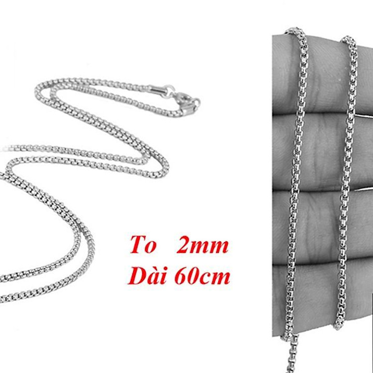 Dây chuyền dây xích nam titan cao cấp đẹp thép không gỉ bông dừa khít trangsucpt cỡ 4mm PTDCNA48