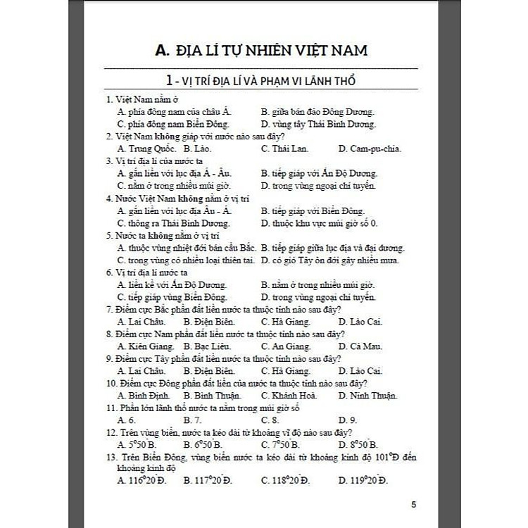Trắc Nghiệm Địa Lí Lớp 12 - Ảnh 3