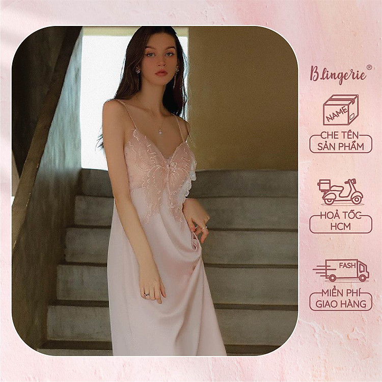 Váy Ngủ Lụa Dài Nữ Tính - B.Lingerie