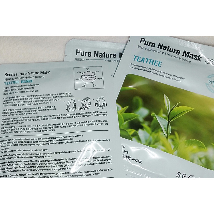 Mặt Nạ Dưỡng Da Chiết Xuất Lá Trà Secriss Pure Nature Mask Teatree