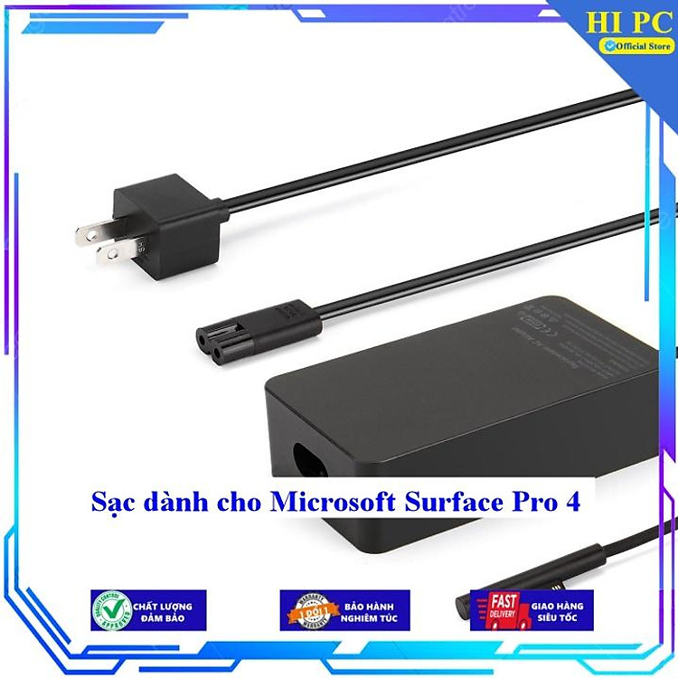 Sạc dành cho Microsoft Surface Pro 4 - Kèm Dây nguồn - Hàng Nhập Khẩu